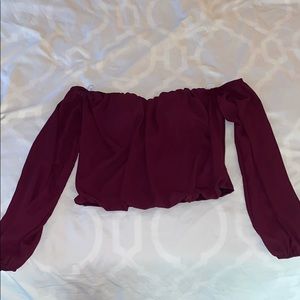 Maroon strapless crop top